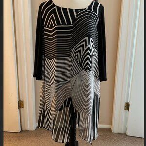 IC by Connie K Black and White Striped Tunic